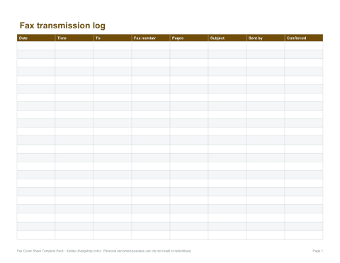Preview of the first page of Fax log (PDF/DOCX/XLSX)